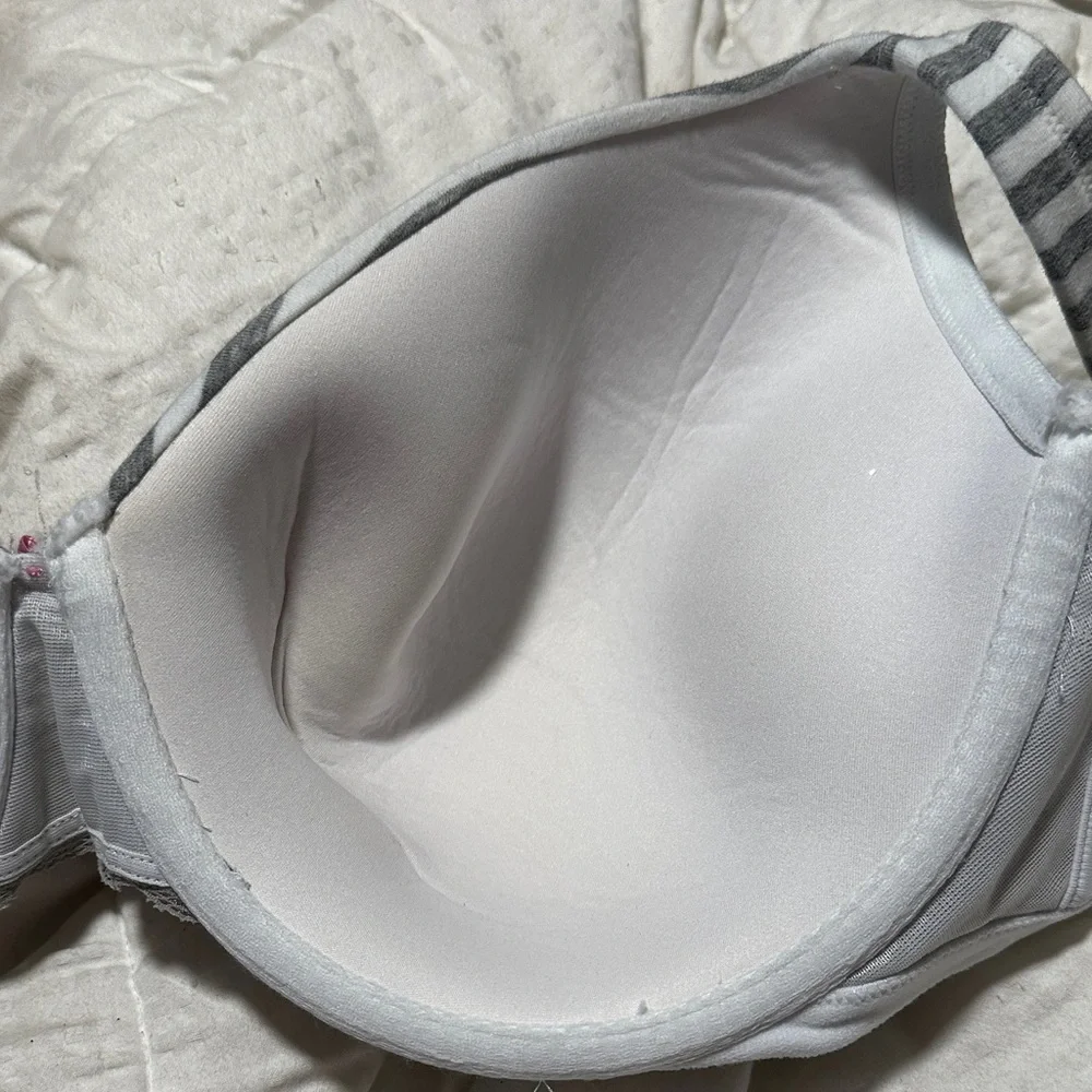 Cacique Gray and White Striped‎ Bra